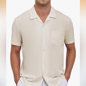 Demoflair Cream Short Sleeve Shirt Sz  2XL Men